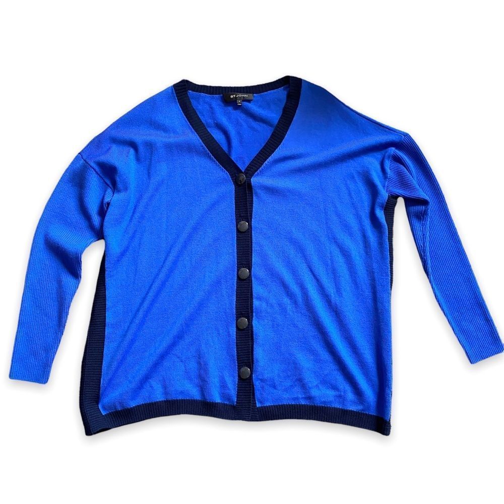 St. John Blue and Black Cardigan